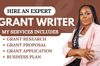 do grant research, grant proposal, grant application, and business plan