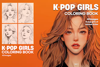 provide a high quality kpop girls coloring book in PDF format