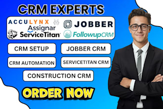 setup construction crm acculynx servicetitan assignar jobber followup CRM