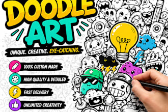 create doodle illustration, cute kawaii doodle doodle art and cartoon characters