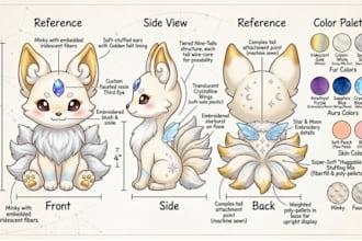 design plushie reference sheet custom plush stuffed animal ych concept soft toys