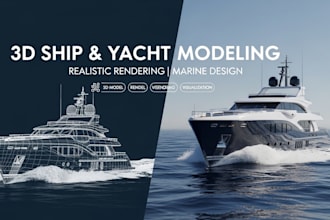 do 3d ship boat yacht modeling and rendering, marine design visualization