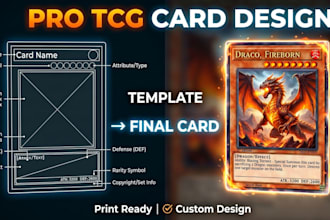 design professional trading card game tcg templates, frames and mockups