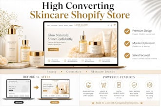 beauty shopify store skincare website beauty cosmetics store spa salon skincare