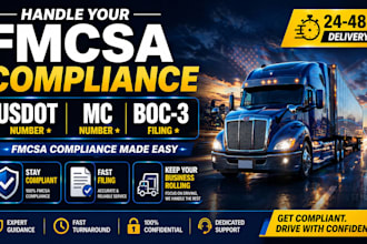 handle your fmcsa compliance usdot mc number and boc3 filing