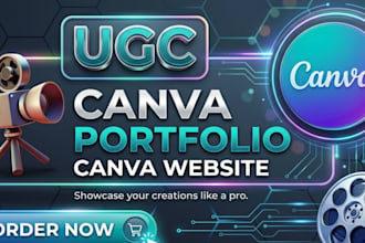 design a canva website, canva landing page, or ugc portfolio website