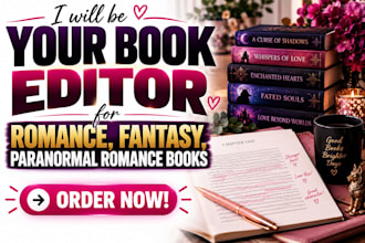 be your book editor for romance, fantasy, paranormal romance books, book editing