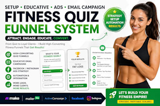 create a systematic fitness quiz flow with educative email ads campaign funnel