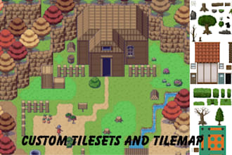 a pixel top down rpg tileset with autotile system, tiled and rpg maker, godot