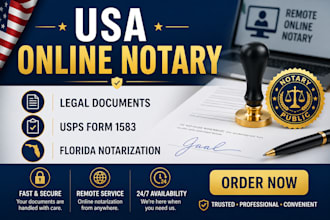 perform USA online notary, notarize legal document, usps form 1583, florida