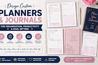 design custom planners journals for organization productivity goal setting
