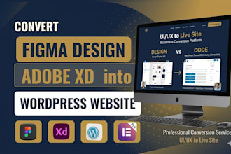 convert xd figma design to wordpress website with elementor pro