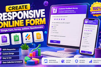 create a responsive online form, google form,  survey, jotform, questionnaire
