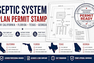 design septic system plan permit stamp for california florida texas georgia
