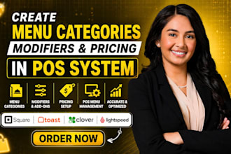 create menu categories, modifiers and pricing in pos system