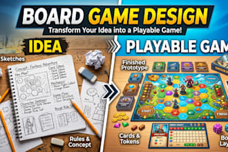 design your board game or card game concept, mechanics and layout