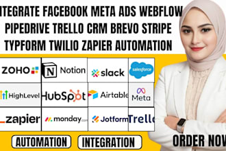 setup meta fb ads webflow stripe trello crm typeform honeybook zapier automation