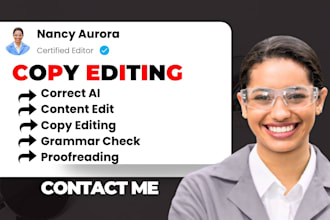 proofread, correct ai content, edit manuscript for tone, clarity, consistency