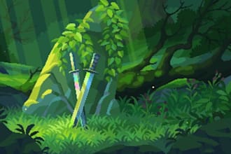 design pixel art backgrounds, environments and tile sets