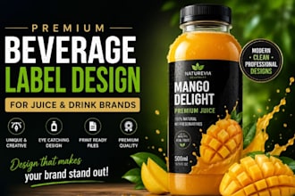 create modern juice bottle label design for beverage brands