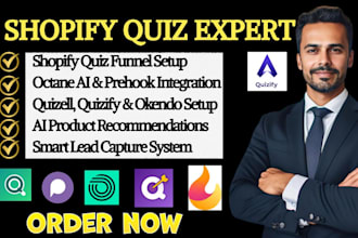 design shopify quiz funnel design with octane ai, prehook and quizify tools