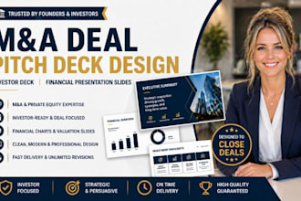 m a deal pitch deck design, investor deck, financial presentation slides