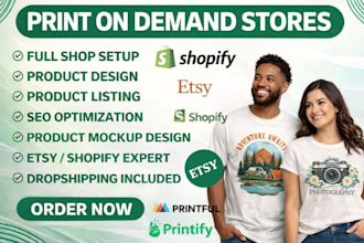 setup shopify print on demand store with printify gelato printiful  etsy pod