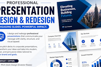 design professional powerpoint presentations, pitch decks and business slides