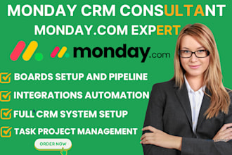 setup and automate your monday com CRM with workflow,dashboard using monday CRM
