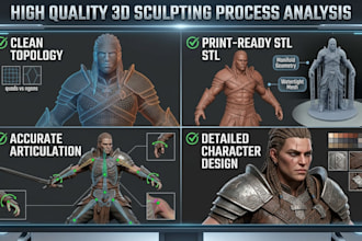 create 3d articulated action figures,character models stl files for 3d printing