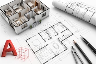 create autocad drawings, architectural plans and house floor plans