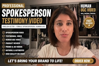 english actor female spokesperson testimony video product review human ugc video