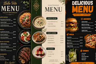 restaurant menu design, cafe menu design
