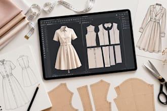 create sewing pattern, pattern making, grading and digital PDF dxf patterns