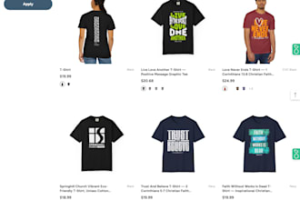create a church merch shopify store for apparel, books, and digital products