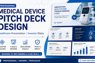 medical device pitch deck design, healthcare presentation, investor slides
