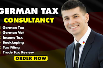 handle german tax return, vat return, tax filing, bookkeeping, income tax