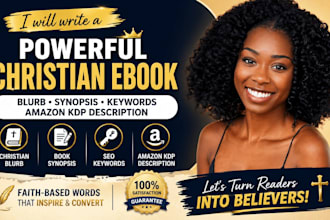 write a powerful christian ebook blurb synopsis keywords amazon KDP description
