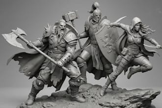 sculpt 3d model action figure, toys 3d statue character stl ready for printing