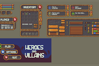 design pixel art game ui hud props icon buttons mana health bar character assets