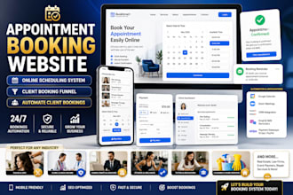 design appointment booking website, booking funnel and scheduling system setup