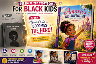 create a personalized black children storybook with your childs namea