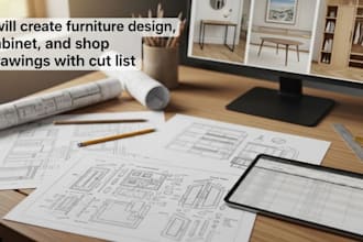 design custom cabinet, door and furniture shop drawings with cut list