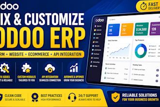 fix, customize odoo erp CRM website ecommerce and API integration