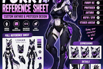 create furry reference sheet anthro oc character design