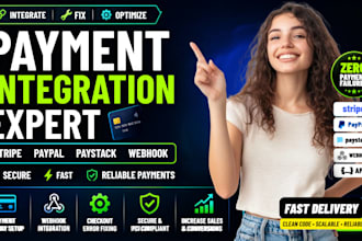 integrate stripe, paypal, paystack payment gateway, webhook and API