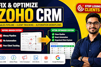 setup zoho CRM, pipeline, automation and client tracking