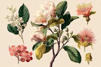 create detailed vintage botanical illustrations in a classic style