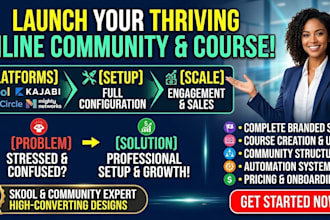 skool community setup ghl kajabi course mighty networks skool community manager