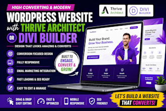 design wordpress website using thrive architect or divi builder